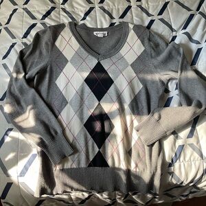 Argyle sweater gray and black